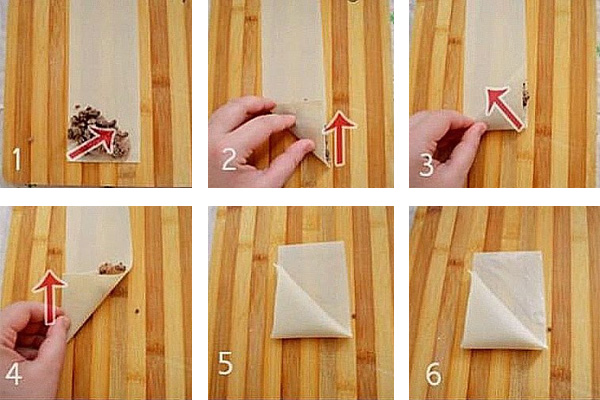 پیچیدن سمبوسه طبق تصویر