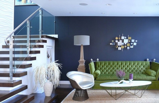 دیوارهای آبی تیره در طراحی دکوراسیون داخلی