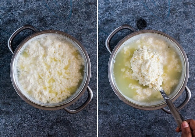اضافه کردن سرکه به شیر برای تهیه پنیر خانگی