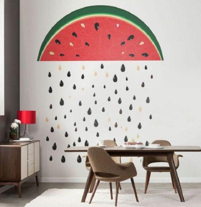 استفاده از طرح هندوانه روی دیوار برای عکس یلدا