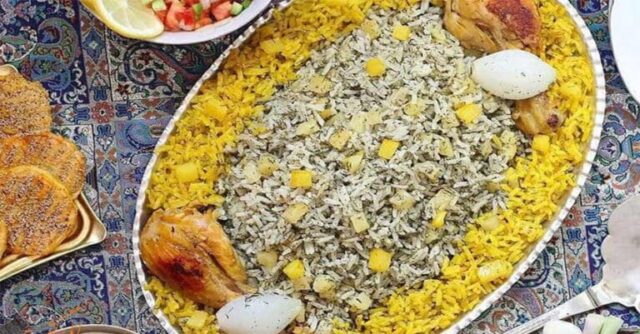 سیب پلو کرمانشاهی از انواع غذای ایرانی با برنج