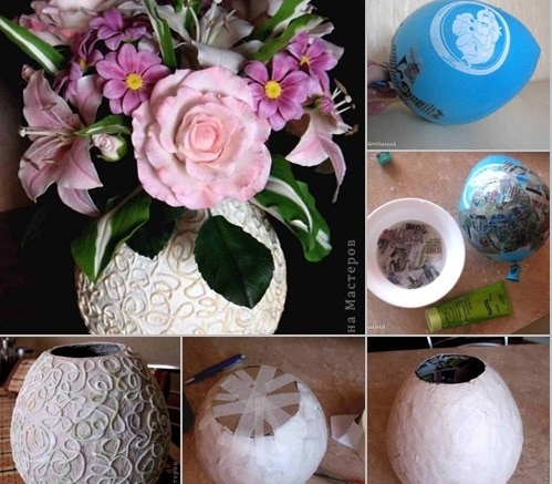 ساخت گلدان تزئینی با بادکنک و روزنامه