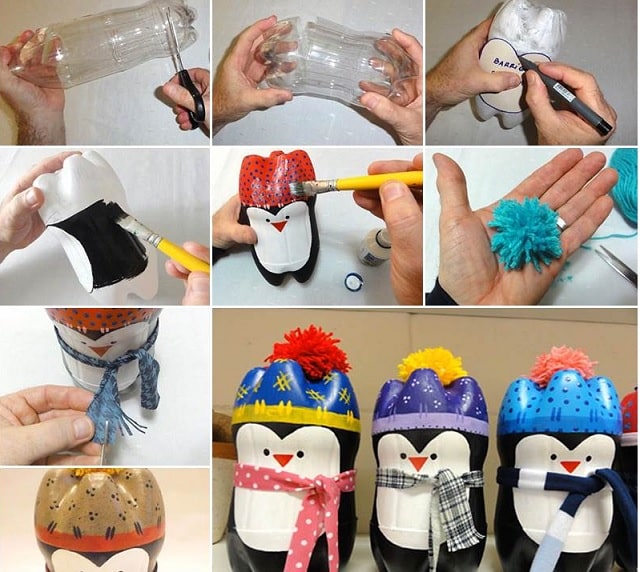 ساخت عروسک پنگوئن با بطری نوشابه