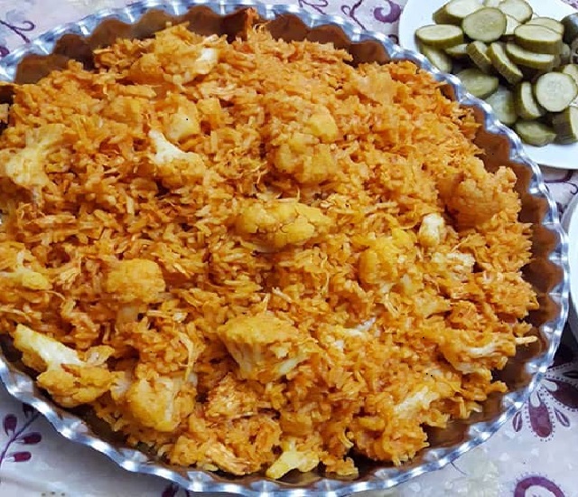 طرز تهیه گل کلم پلو بدون گوشت برای گیاهخواران