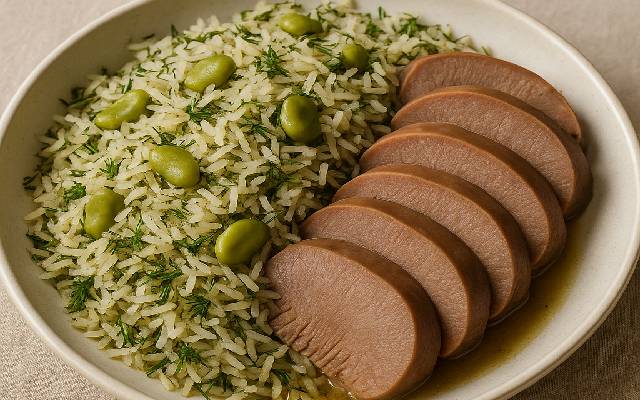 طرز تهیه باقالی پلو با زبان گوساله در یک نگاه