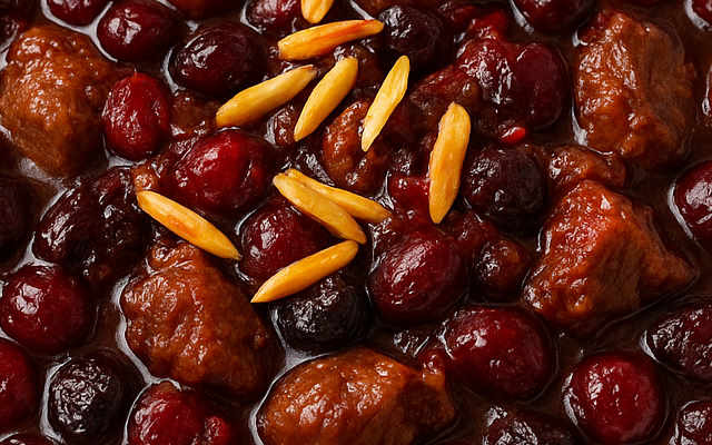 مراحل طرز تهیه خورش زغال اخته با گوشت تکه ای