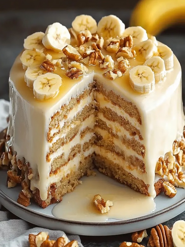 طرز تهیه انواع کیک | طرز تهیه کیک موز و گردو خامه ای