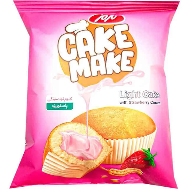 کیک شیفون ساده با کرم توت فرنگی مزمز | راهنمای خرید کیک و کلوچه