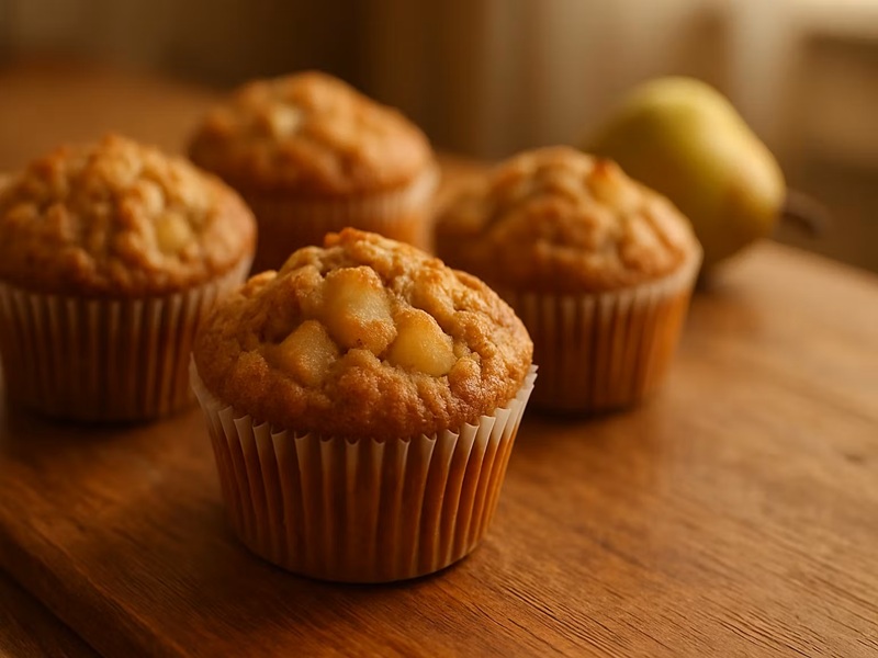 طرز تهیه مافین گلابی نرم و لطیف + لاستیکی و خشک نشدن مافین