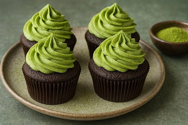 طرز تهیه مافین ماچا شکلاتی طرز تهیه مافین ماچا شکلاتی