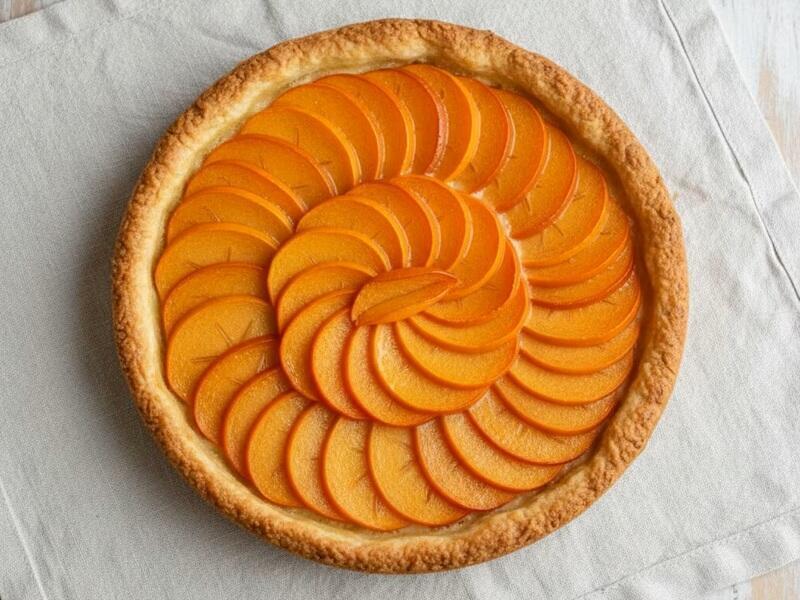 طرز تهیه تارت خرمالو + ۲۴ نکته آب ننداختن، تیره و شل نشدن تارت خرمالو